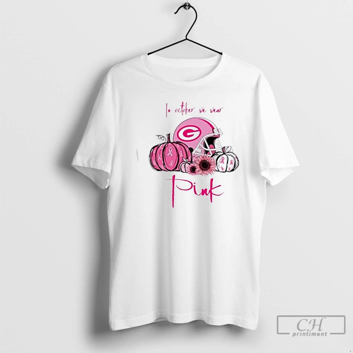 Premium In October We Wear Pink Green Bay Packers Football Helmet T Shirts