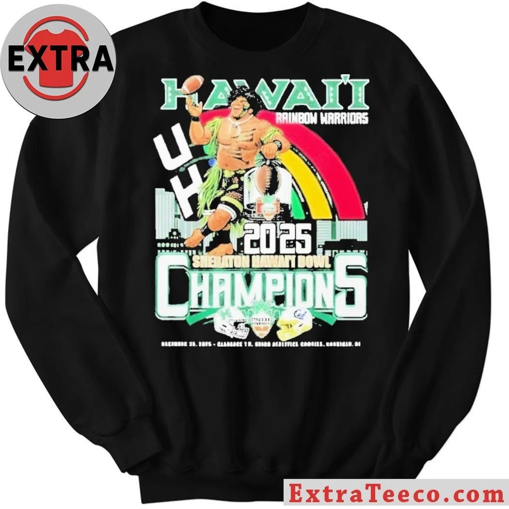 The Hawaii Rainbow Warriors 2025 Sheraton Hawaii Bowl Champions will take place on December 24, 2025 Mascot Shirt