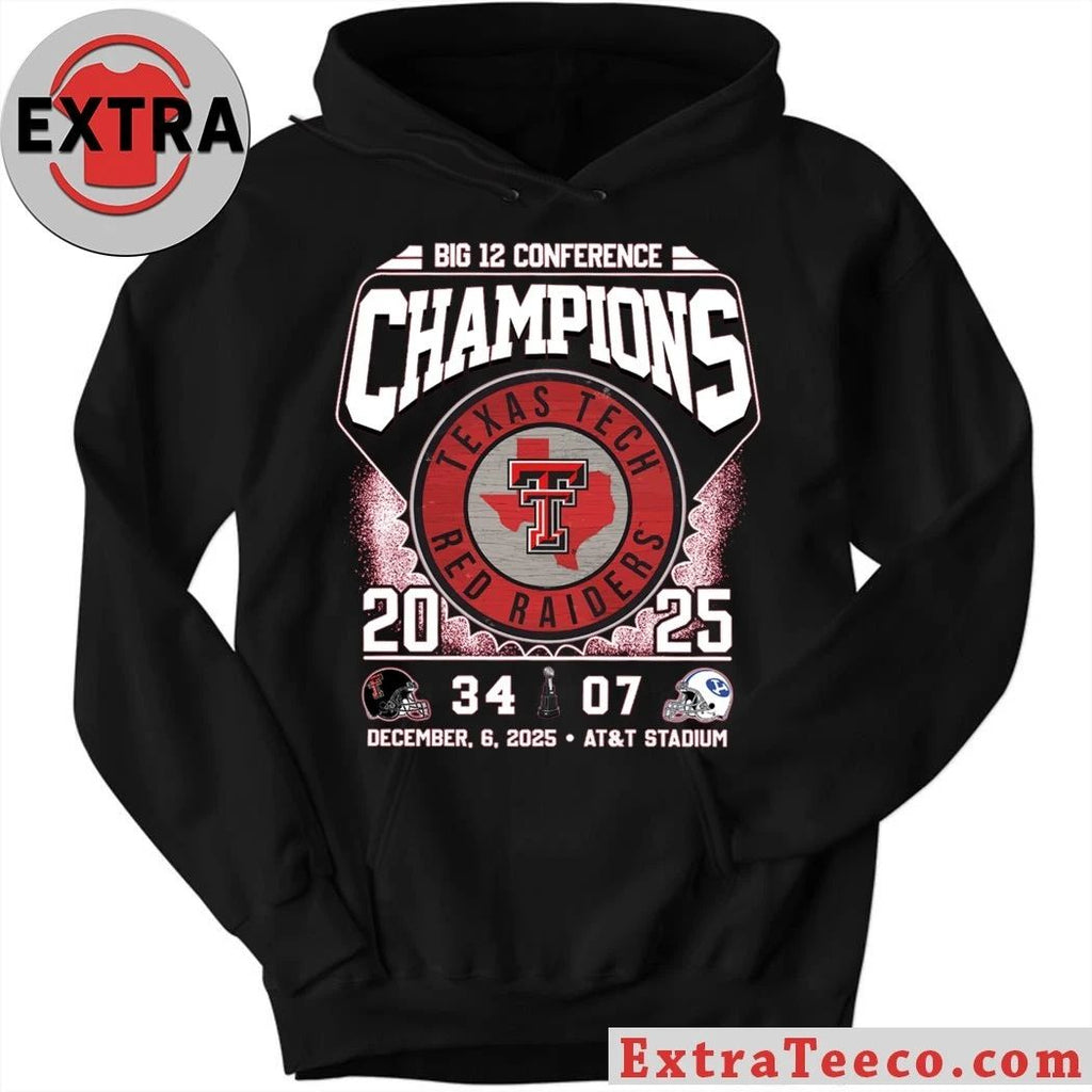 Celebrating the Texas Tech Red Raiders’ 2025 Big 12 Conference Football Championship 34 BYU 07 December 6, 2025, at AT&T Stadium in Arlington, Texas Shirt