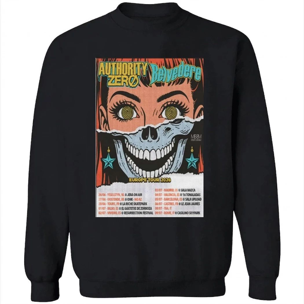 Authority Zero And Belvedere Europe Tour 2026 Poster Shirt
