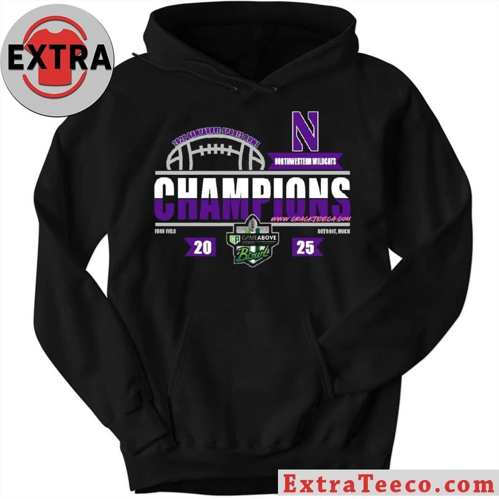 The Northwestern Wildcats as champions of the 2025 GameAbove Sports Bowl tournament at Ford Field, Detroit, Michigan Shirt