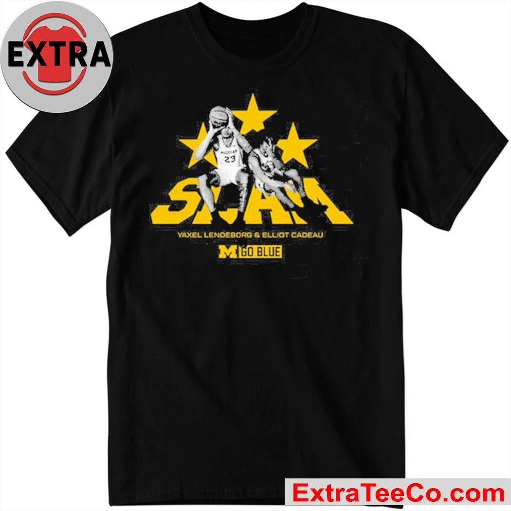 SLAM Elliot Cadeau and Yaxel Lendeborg Michigan Wolverines Go Blue Remix Heavy Shirt