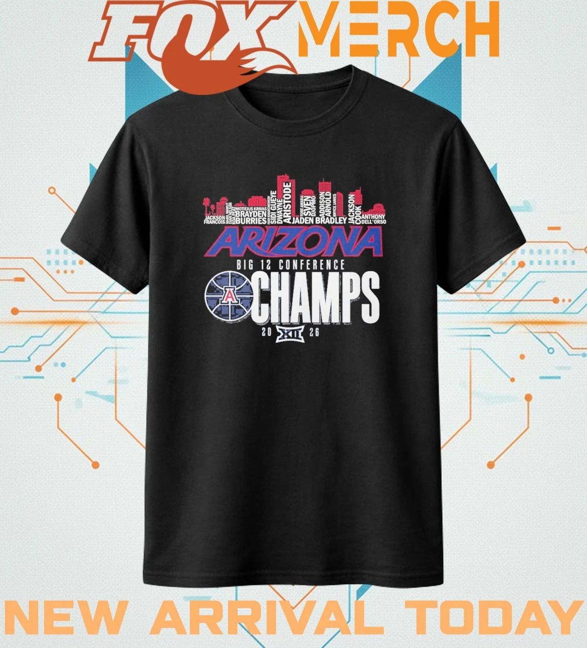 Arizona Wildcats 2026 Big 12 Conference Champs city skyline t-shirt