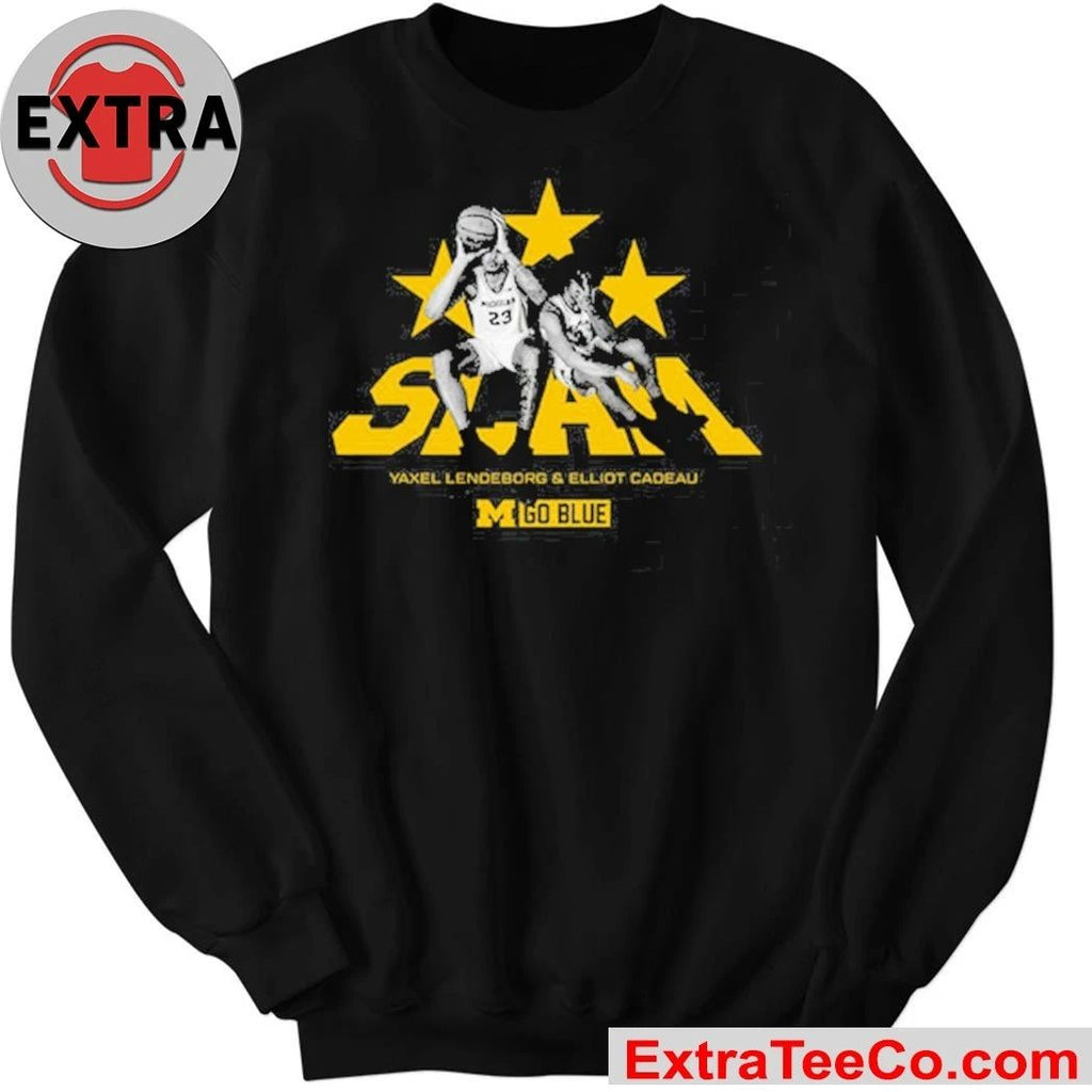 SLAM Elliot Cadeau and Yaxel Lendeborg Michigan Wolverines Go Blue Remix Heavy Shirt