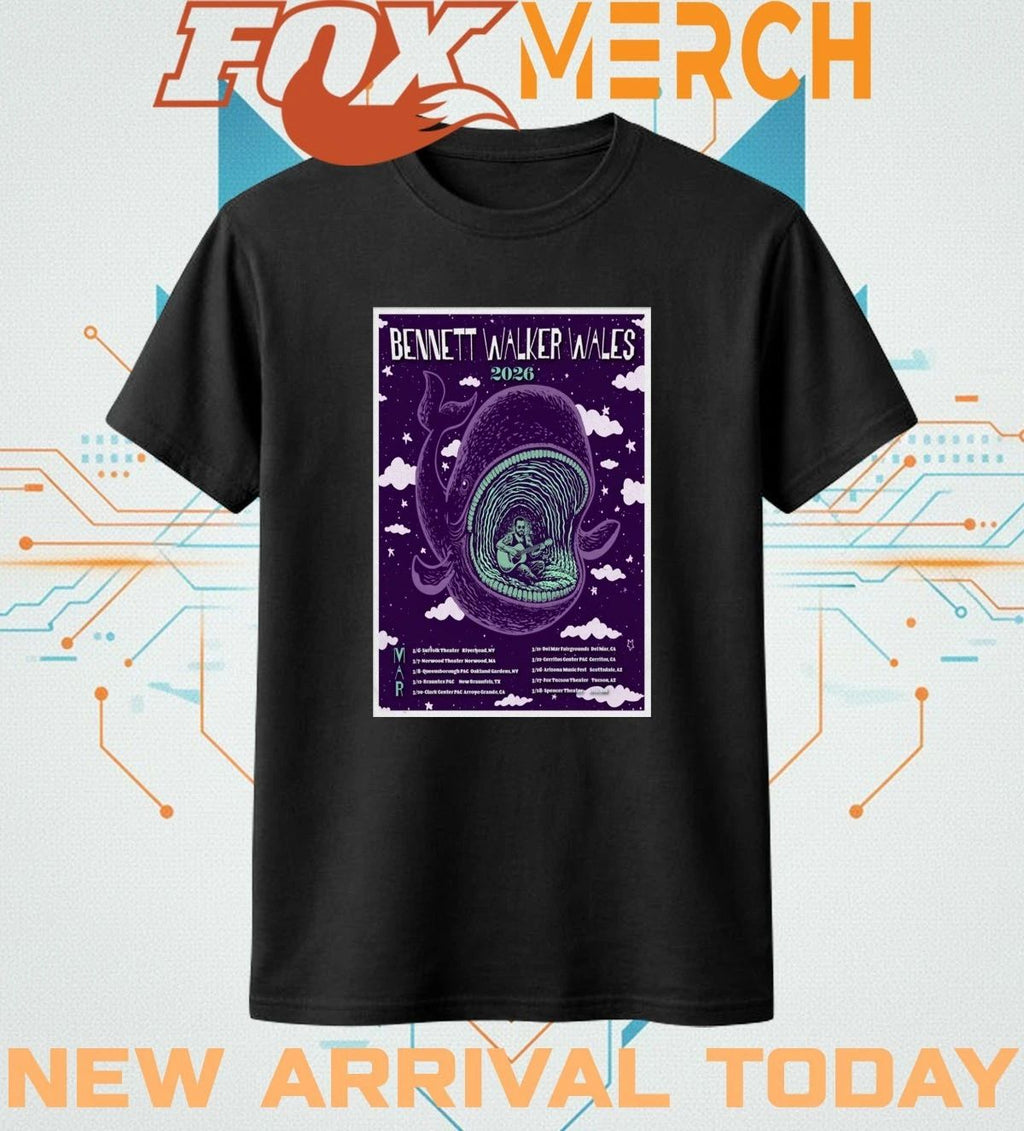 Bennett Walker Wales March 2026 Tour poster t-shirt