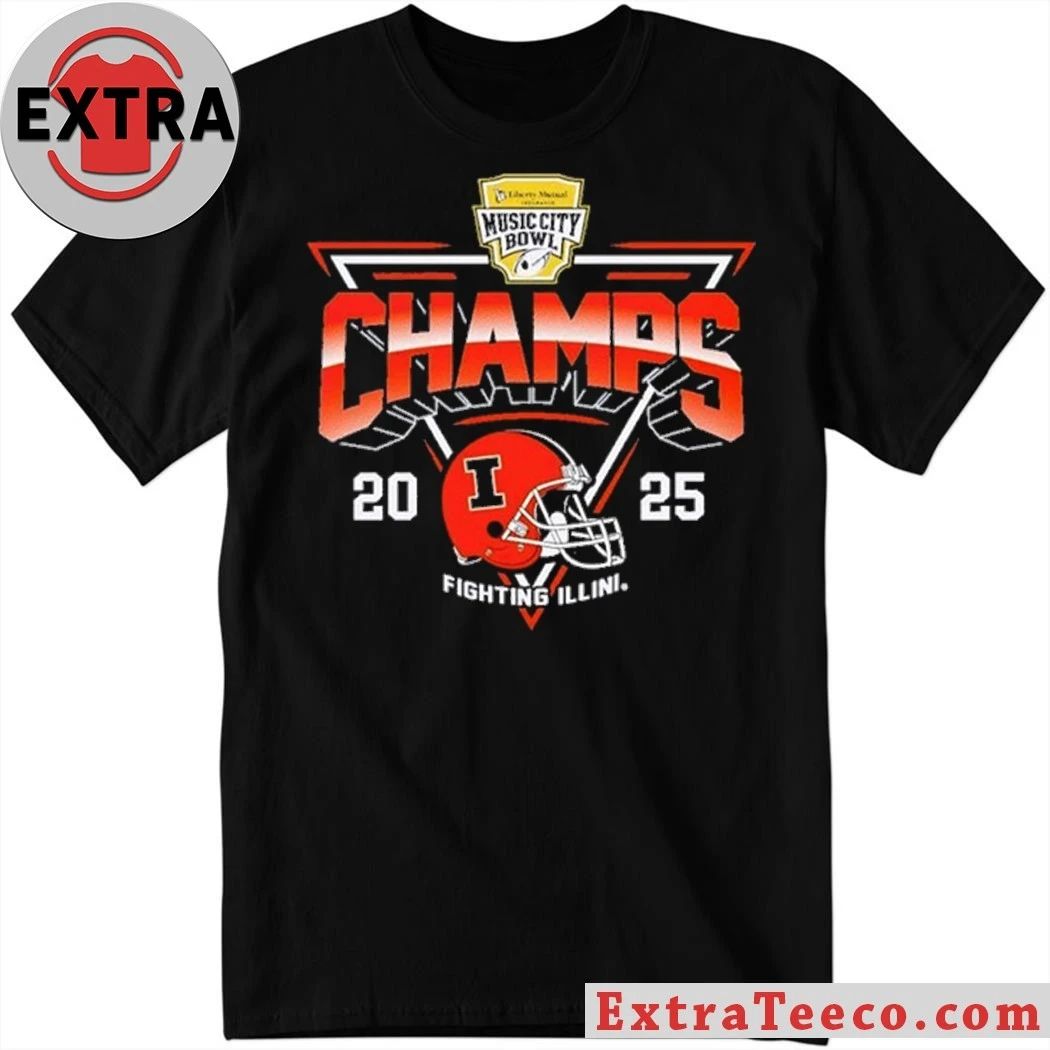 Celebrating the Illinois Fighting Illini 2025 Music City Bowl Tennessee Volunteers 30-28 on December 30, 2025 Nissan Stadium in Nashville, Tennessee T-Shirt