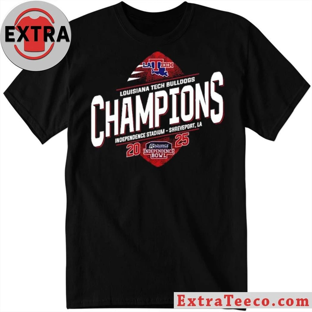 Celebrating the Louisiana Tech Bulldogs’ 2025 Independence Bowl championship at Independence Stadium, Shreveport, LA Logo T-Shirt