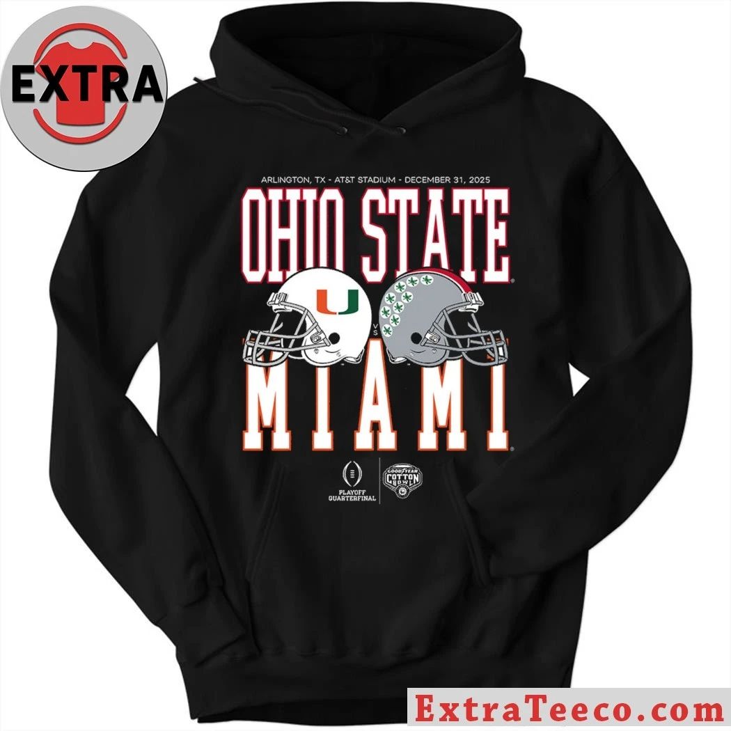 The upcoming Cotton Bowl Goodyear Playoff quarterfinal between Ohio State and Miami will take place on December 31, 2025, at AT&T Stadium in Arlington, TX Shirt – Copy
