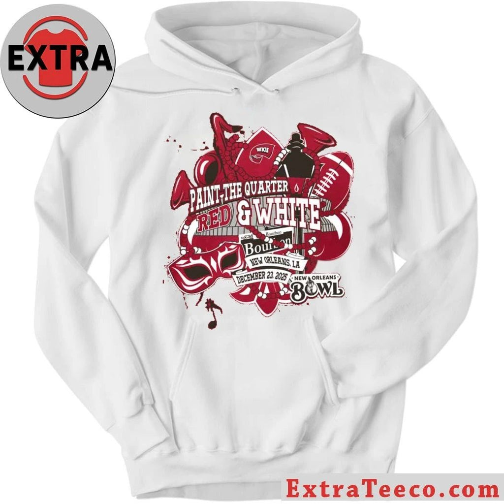 Celebrating the WKU Paint the Quarter Red & White event for the 2025 New Orleans Bowl Shirt