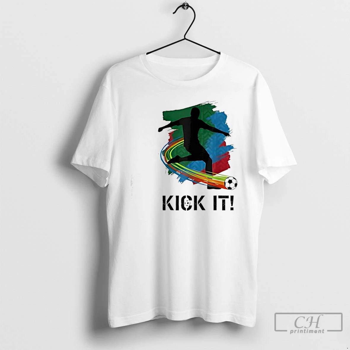 Premium Kick It Soccer Player Silhouette Graphic T Shirts