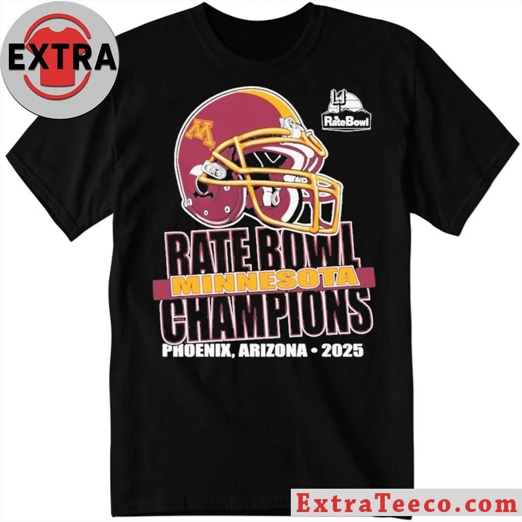 Original Minnesota Golden Gophers 2025 Rate Bowl Champions, December 26, 2025, in Phoenix, Arizona Helmet Shirt
