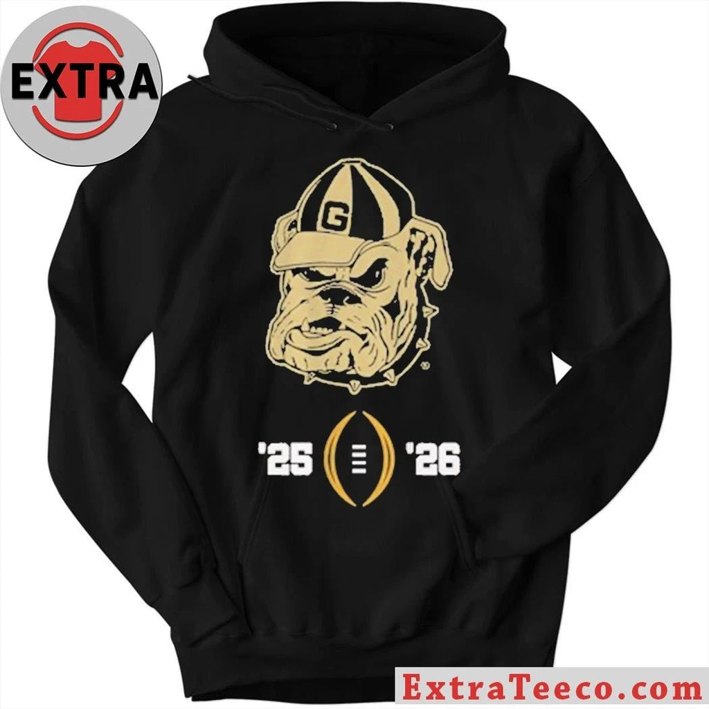 College Football Playoff National Championship Game 2025-26 T-Shirt featuring the Georgia Bulldogs mascot