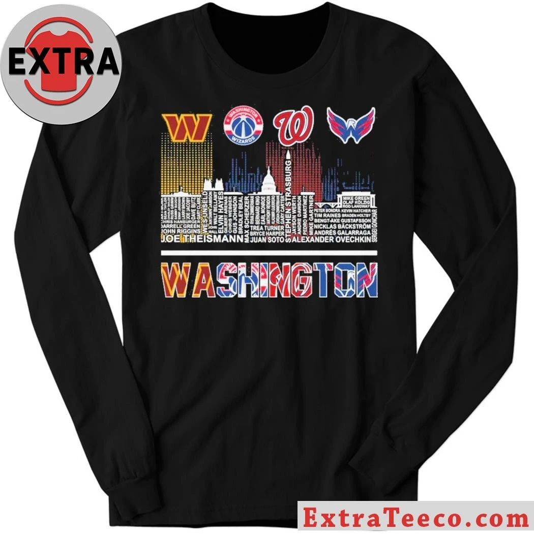 Washington Redskins Wizards Capitals Washington Nationals Proud City And Logo T-Shirt
