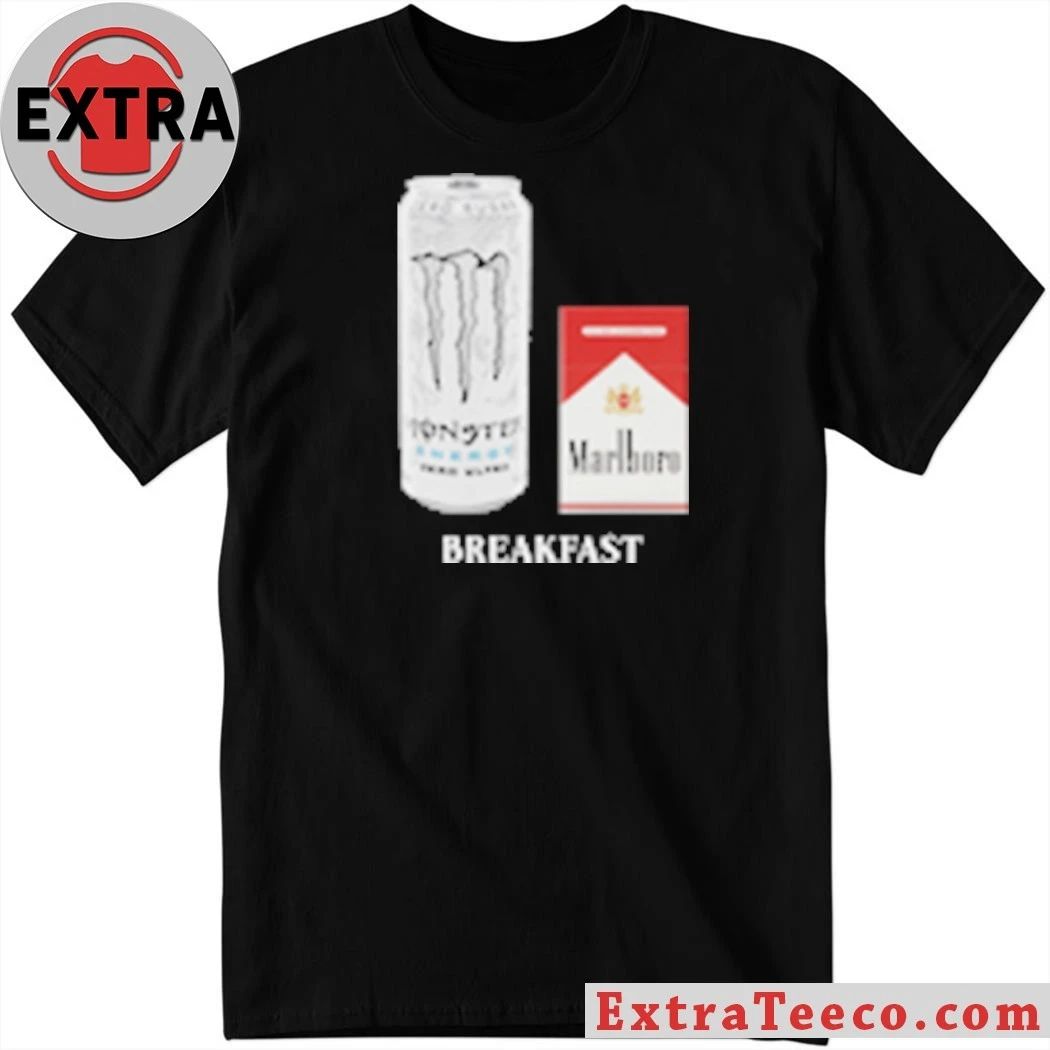 White Monster Marlboro Red Cigarette Breakfast T-Shirt