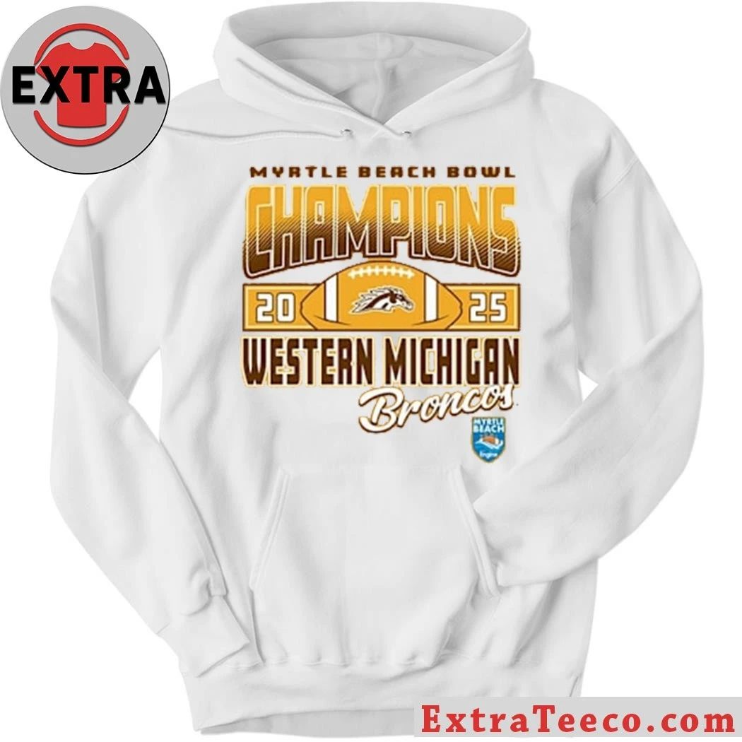 Western Michigan Broncos Gold Blue 84 2025 Myrtle Beach Bowl Champions Shirt