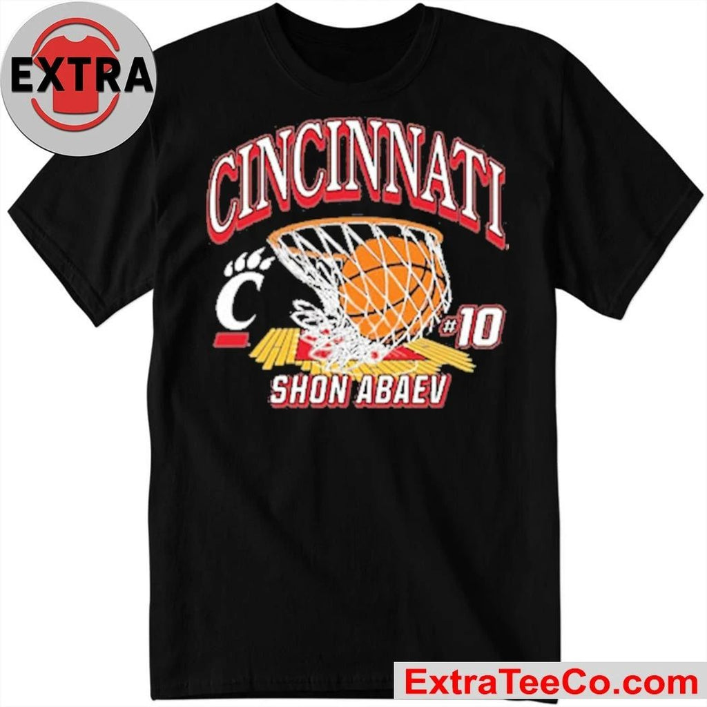 Shon Abaev Cincinnati Bearcats Black NIL Name Number Net Logo Shirt