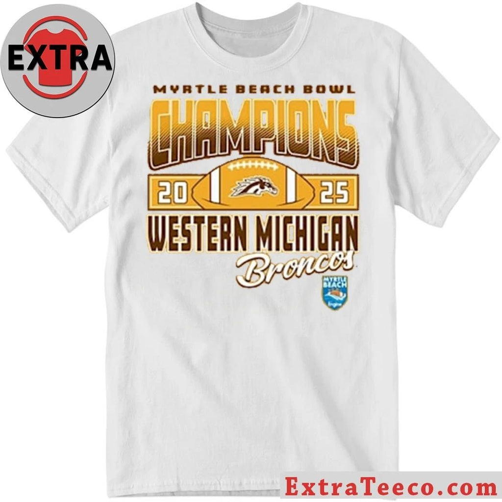 Western Michigan Broncos Gold Blue 84 2025 Myrtle Beach Bowl Champions Shirt