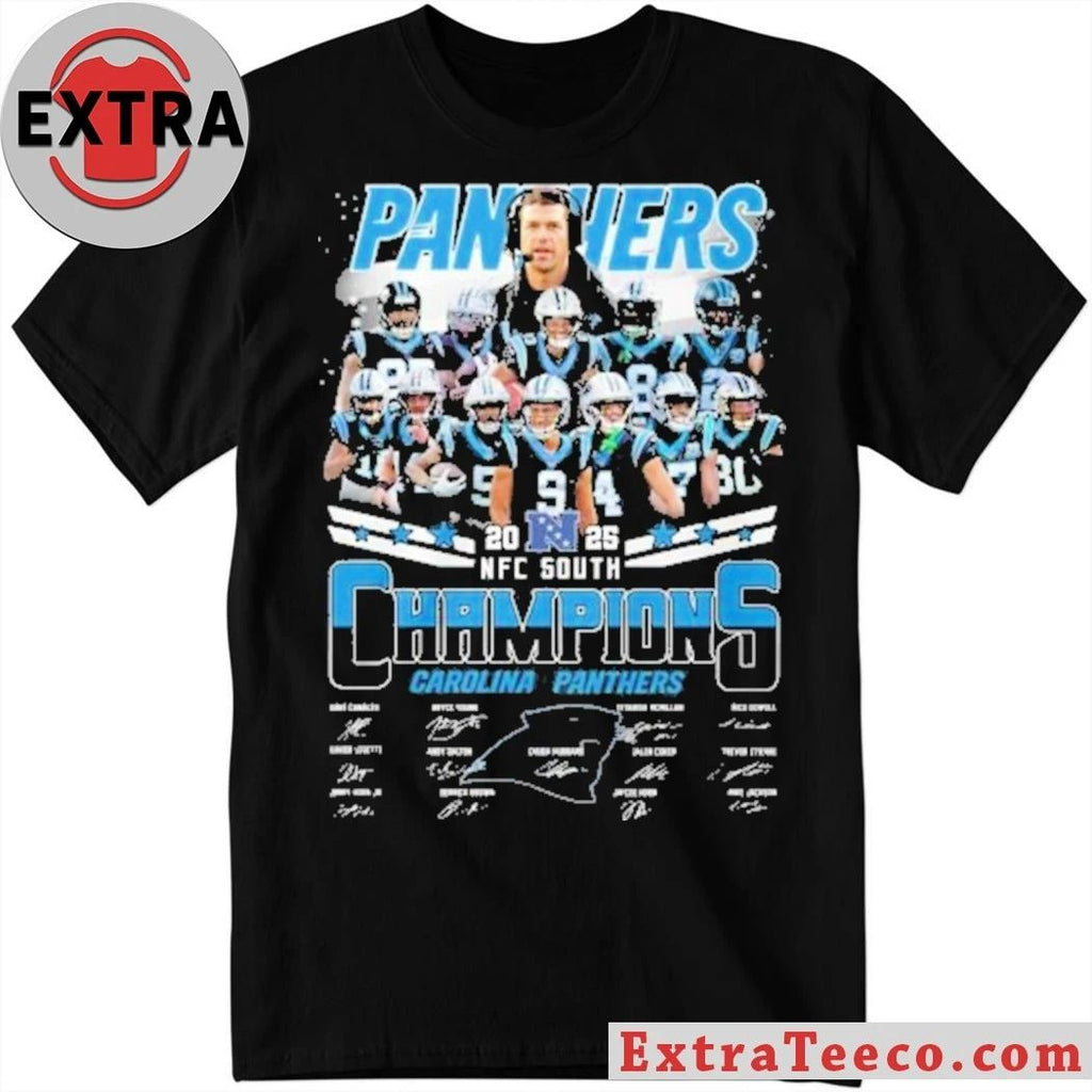 Carolina Panthers NFC South Division 2025-2026 Champions Signature And Logo Shirt