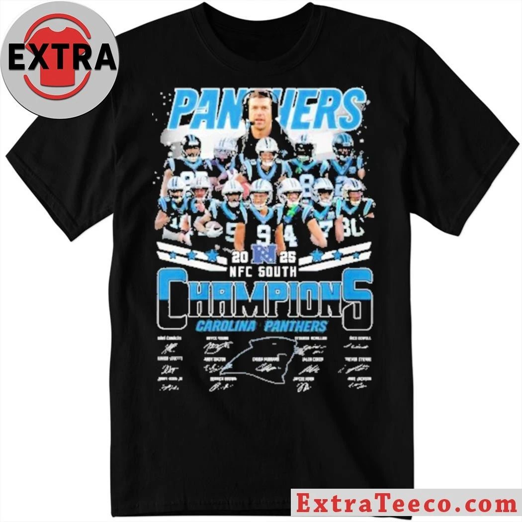 Carolina Panthers NFC South Division 2025-2026 Champions Signature And Logo Shirt