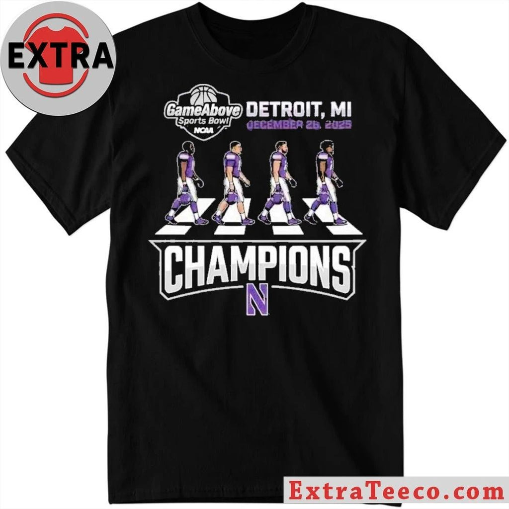 Celebrating the Northwestern Wildcats’ GameAbove Sports Bowl victory, December 26, 2025, Detroit, MI Logo Shirt