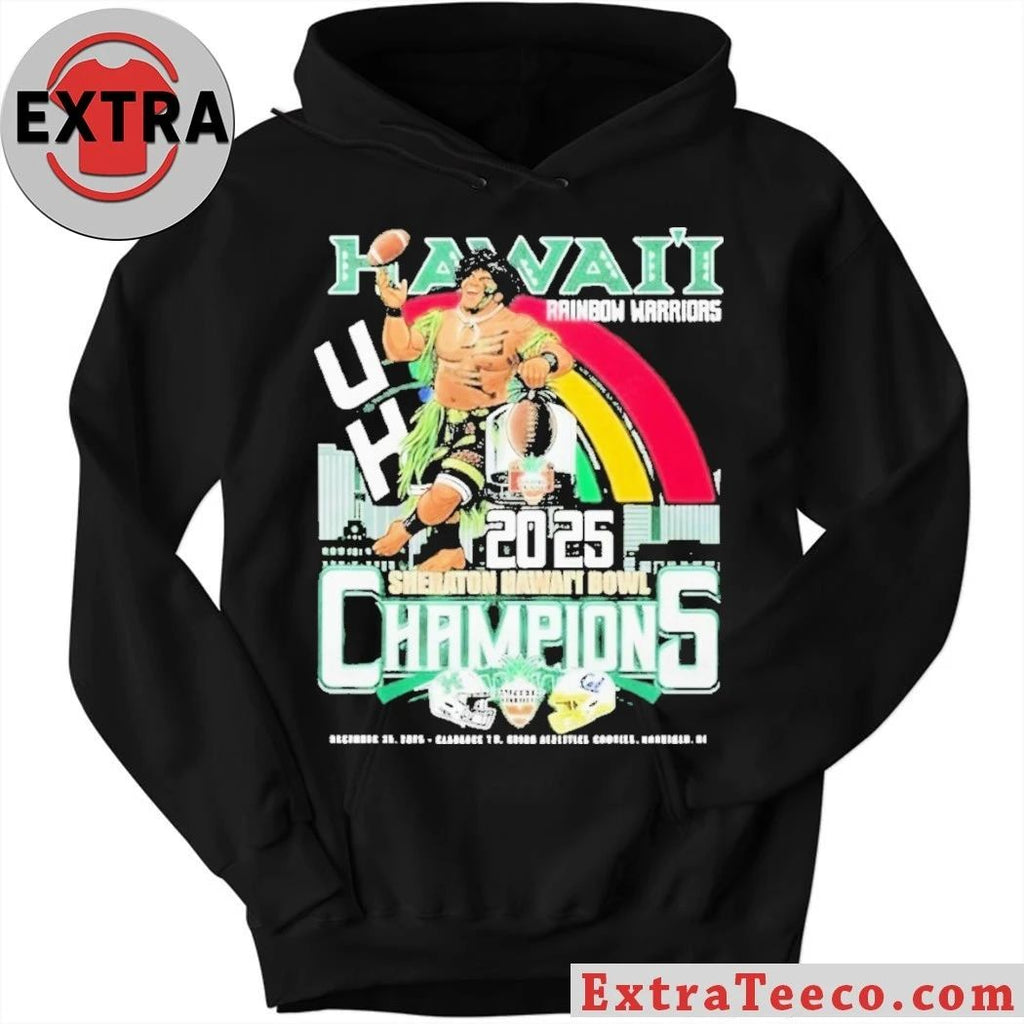 The Hawaii Rainbow Warriors 2025 Sheraton Hawaii Bowl Champions will take place on December 24, 2025 Mascot Shirt
