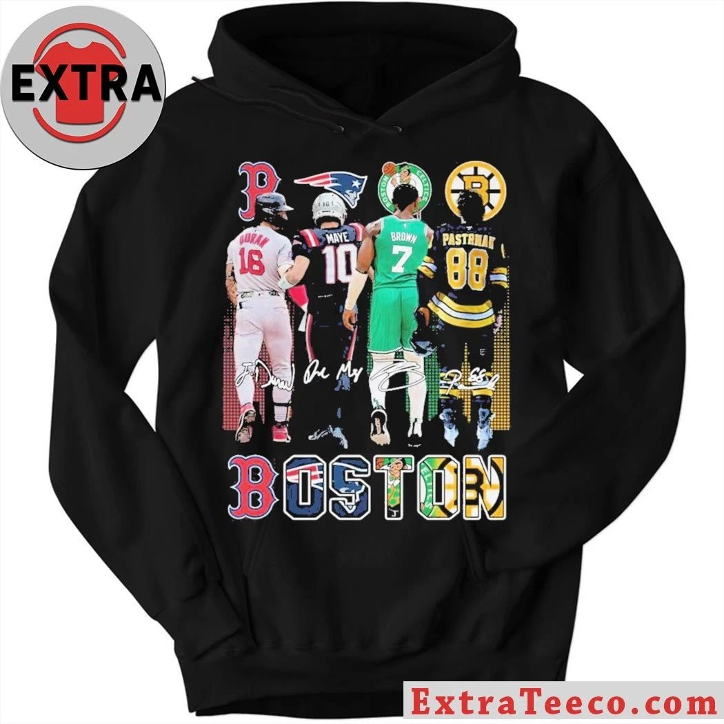 Boston Celtics Brown Bruins Pastrnak Patriots Maye Red Sox Duran Signature 2025 T-Shirt