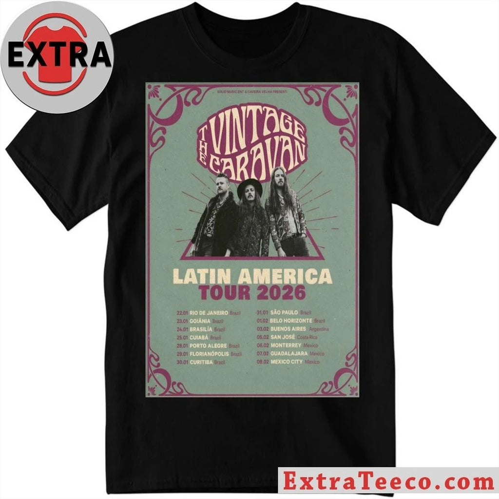 The Vintage Caravan Tour Latin America 2026 Poster T-Shirt