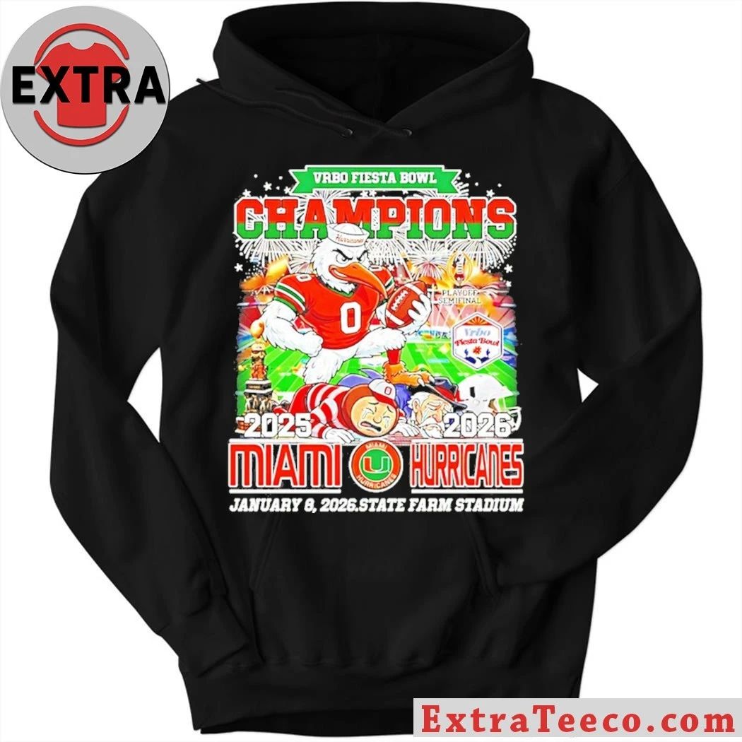 Miami Beat Ole Miss And Ohio State Win 2026 Vrbo Fiesta Bowl Champions Mascot And Logo Shirt