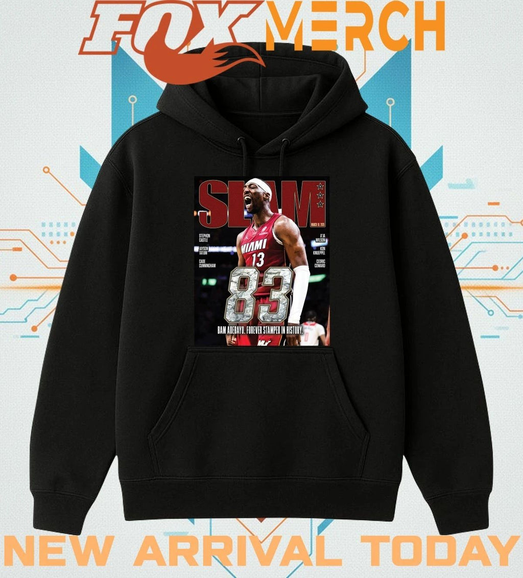 Bam Adebayo Miami Heat on the cover of SLAM 261 83 points forever stamped in history t-shirt