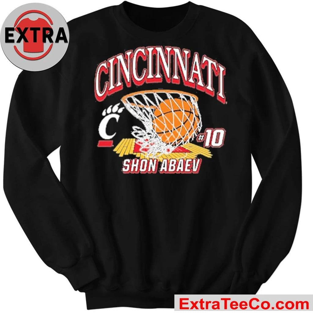 Shon Abaev Cincinnati Bearcats Black NIL Name Number Net Logo Shirt