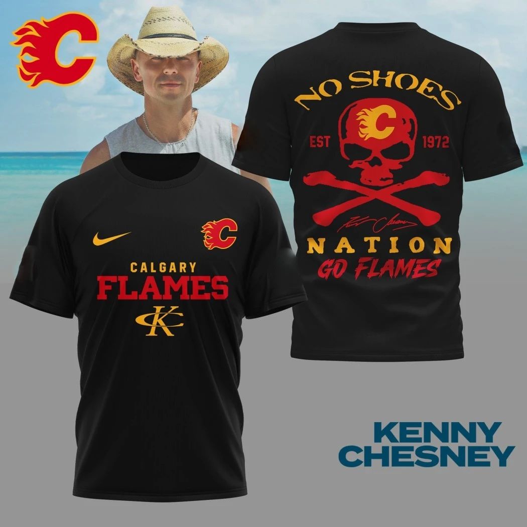 Original Kenny Chesney No Shoes Nation Calgary Flames collaboration t-shirt