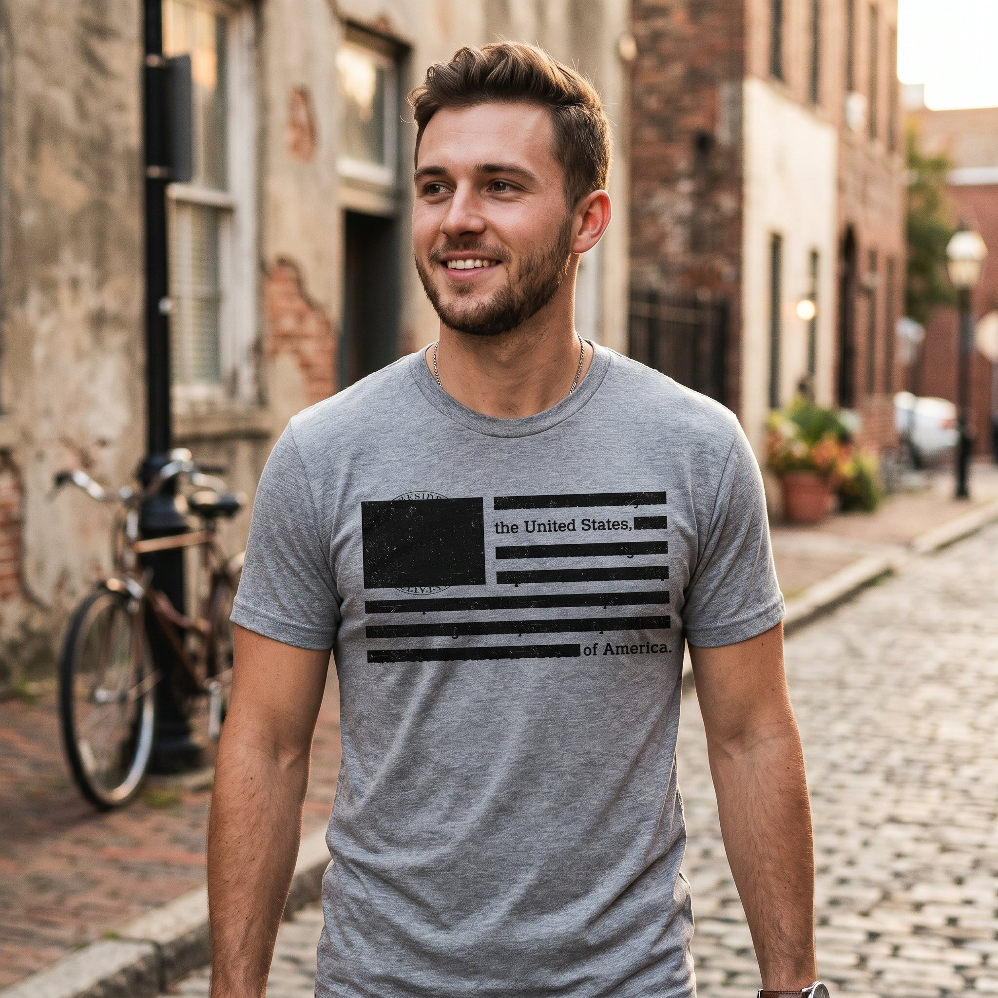 USA Flag Redacted Men's T Shirt