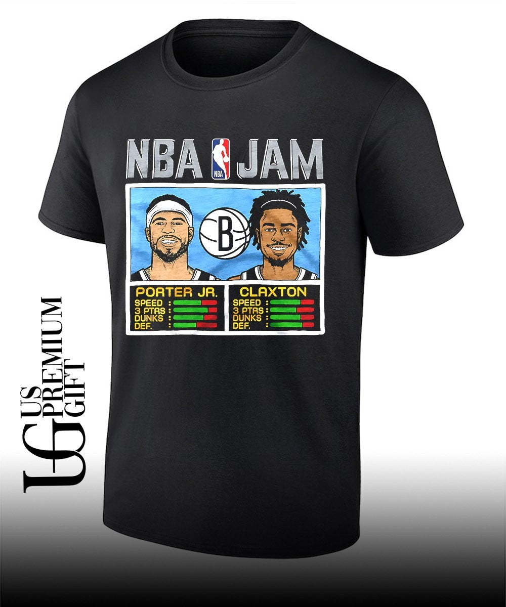 Michael Porter Jr. and Nic Claxton Brooklyn Nets 2026 NBA Jam shirt