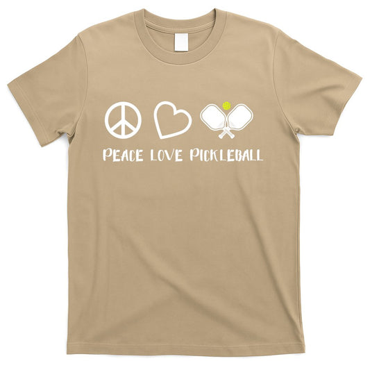 Womens Peace Love Pickleball Funny Pickleball Paddle Player Gift VNeck T T-Shirt